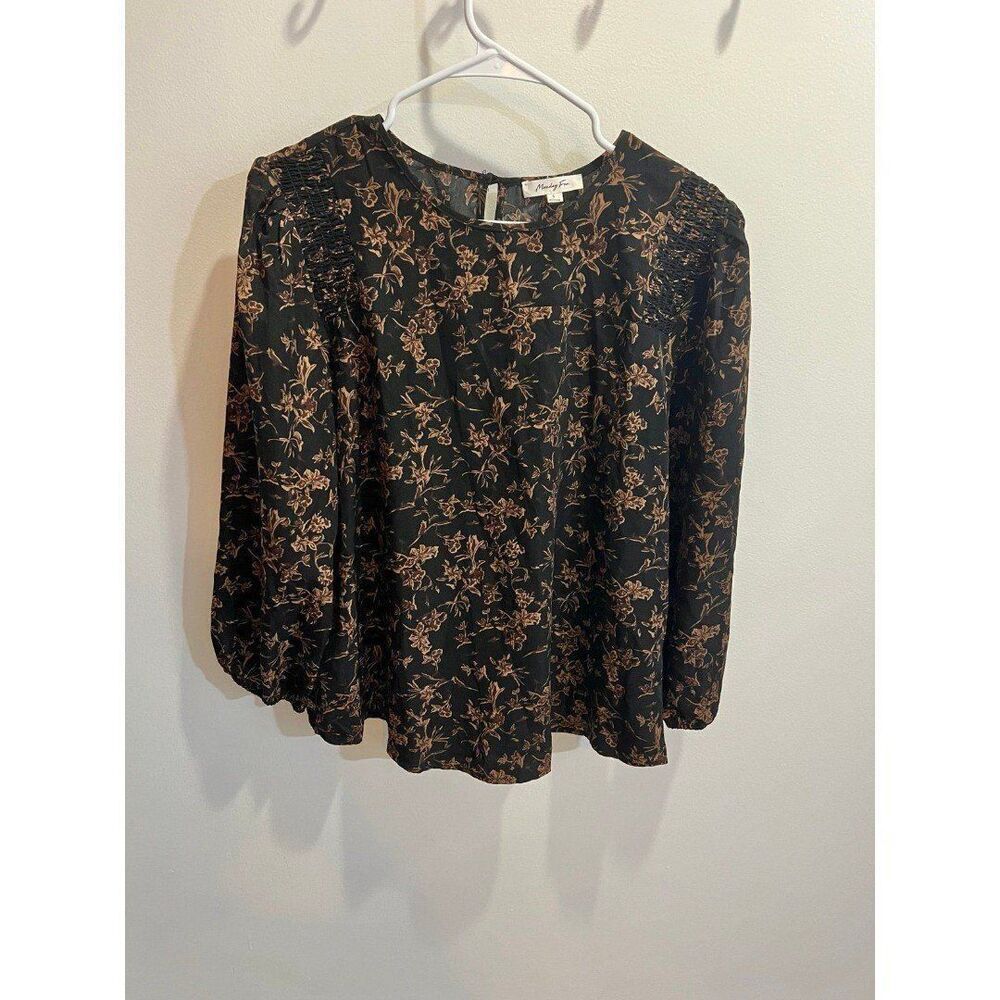 Monday Fun NEW Women Large Floral Blouse Coquette Dainty Romantic Office Chic